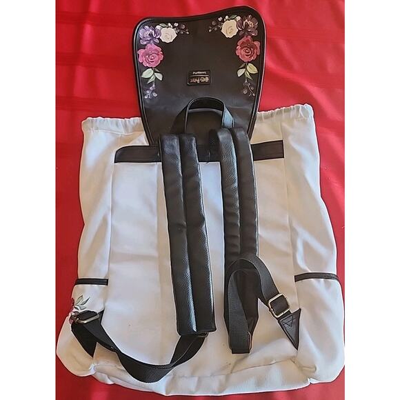 Harry Potter Loungefly Deathly Hallows Backpack Slouch Floral - Picture 7 of 12